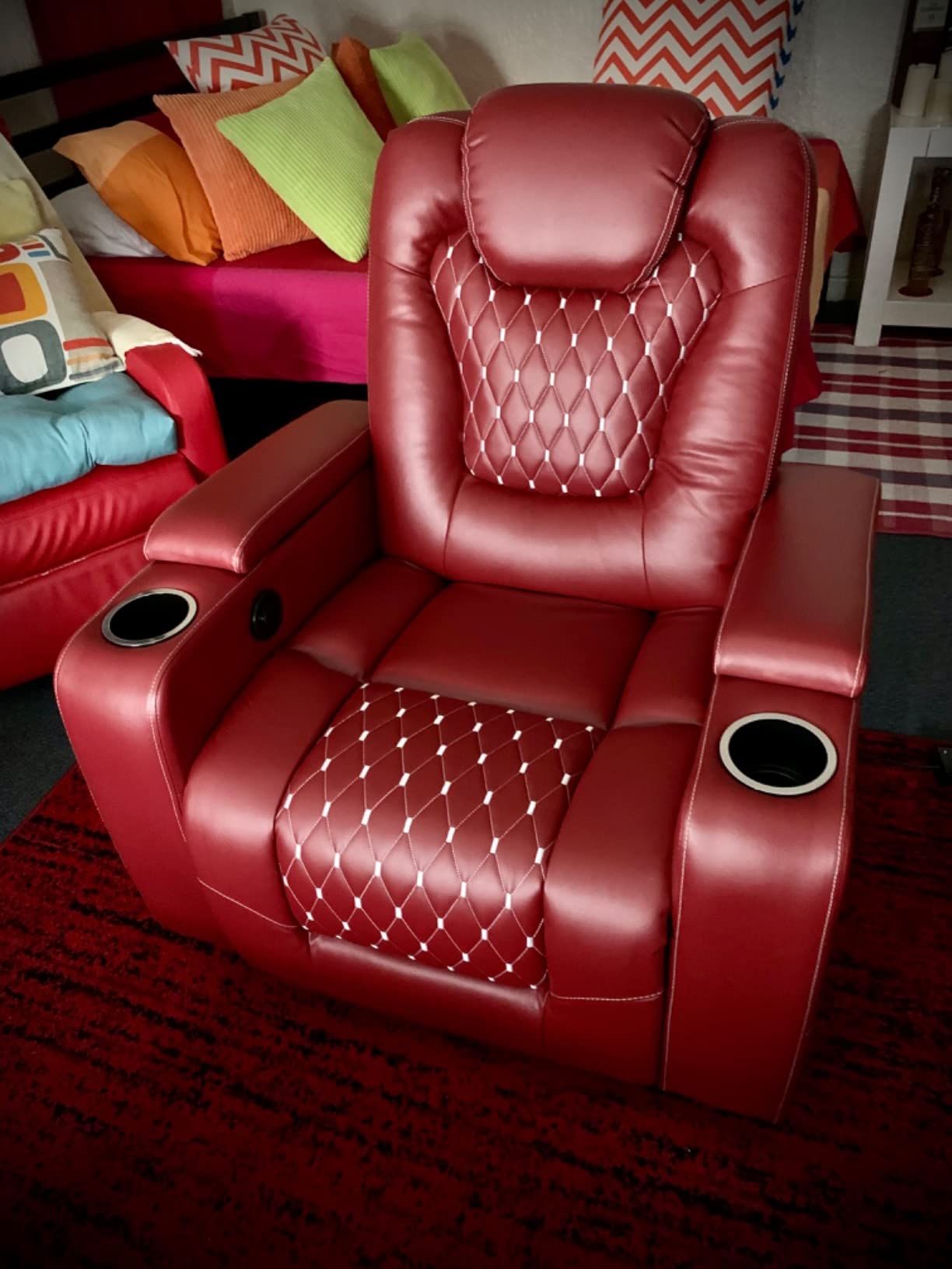 89/mo Finance ANJ Power Recliner Chair Set of 3, PU Leather Electric