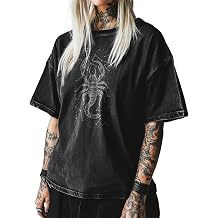 MARSVOVO Y2k Shirt Short Sleeve Printed Goth Punk Rock T Shirts Novelty Retro Tee Tops