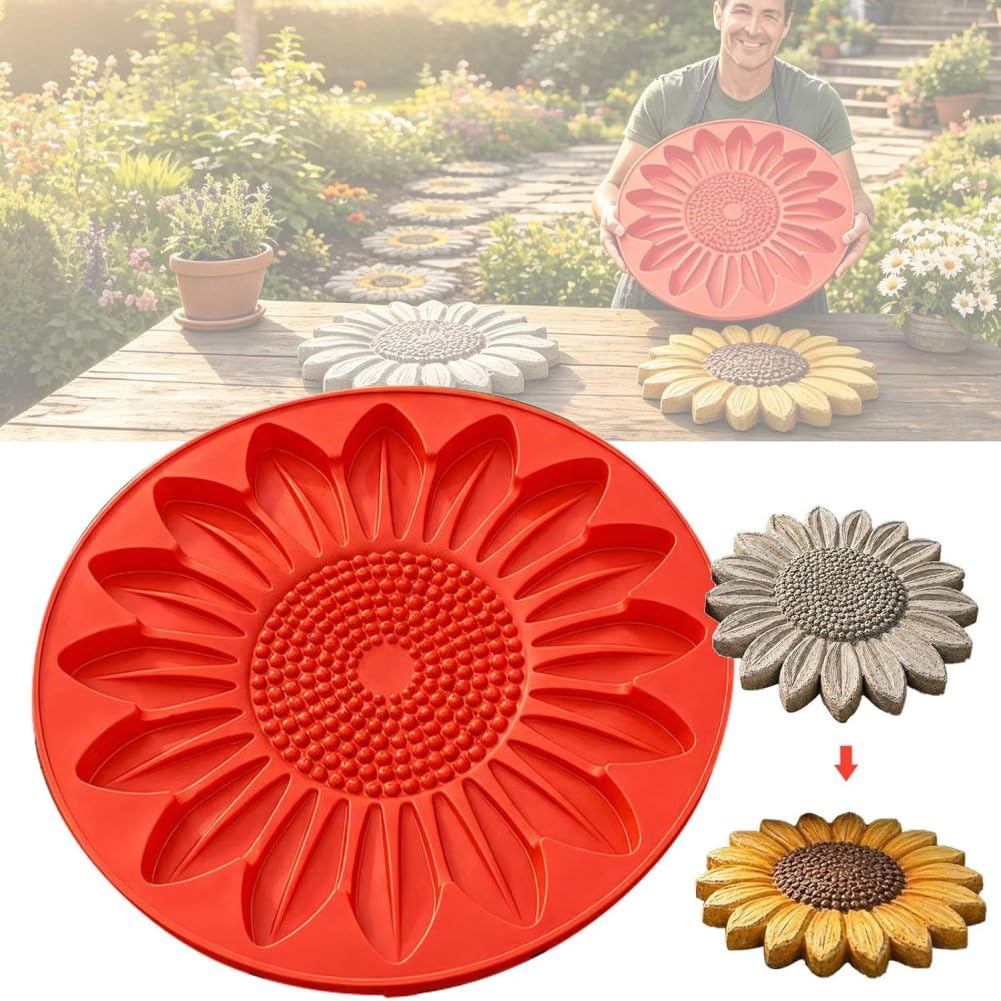 Sunflower Stepping Stone Mold, Reusable Concrete Casts Mold