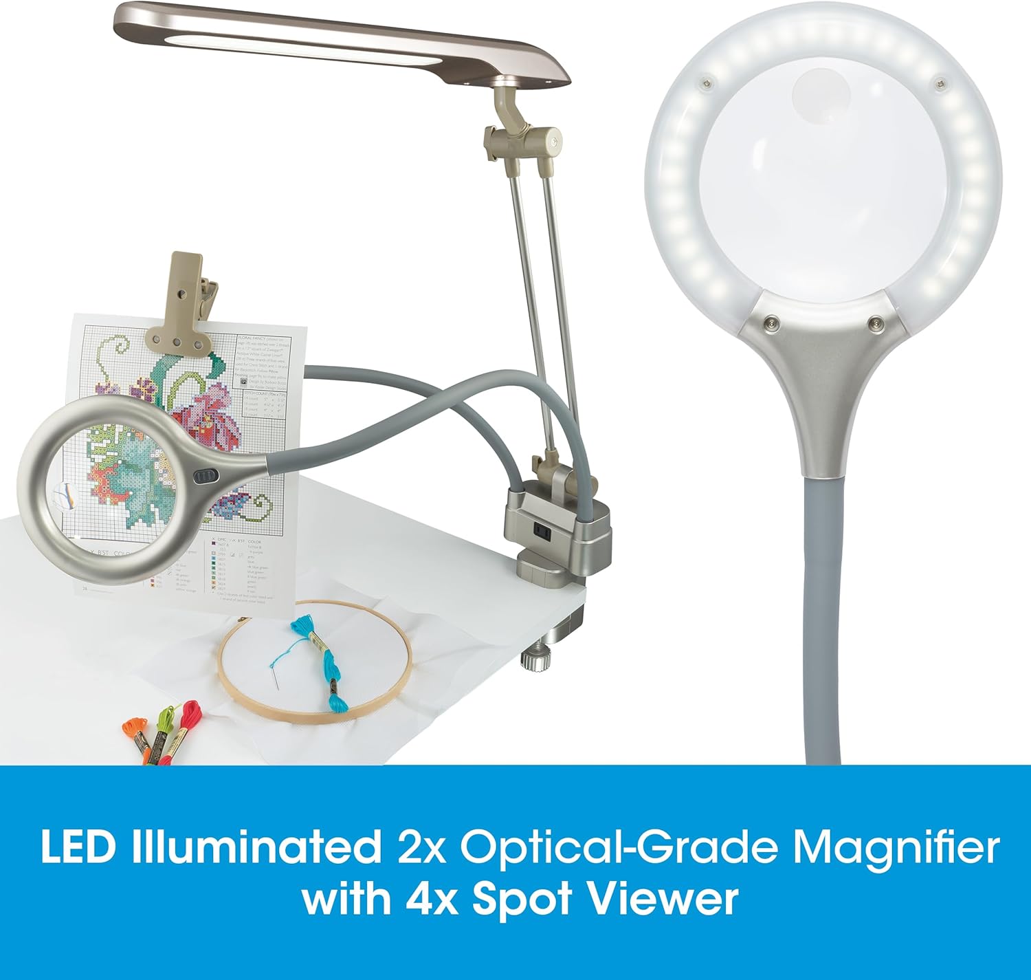 OttLite Ultimate LED 3-in-1 Creative Station w/Magnifier, Clearsun, Champagne, Shipper