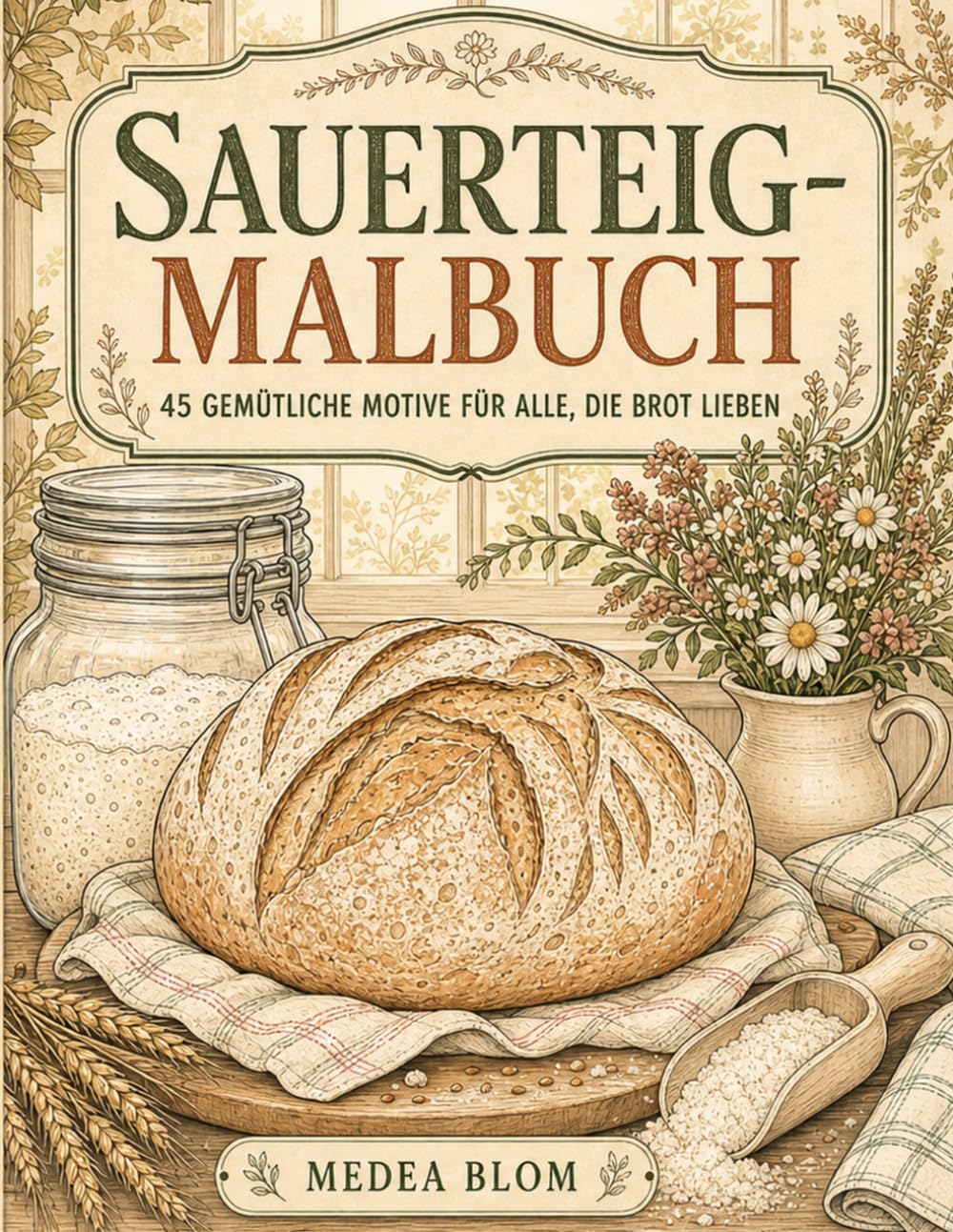 Sauerteig-Malbuch: 45 gemütliche Motive für alle, die Brot lieben