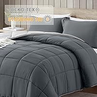 Vista 125 de satisomnia Queen Comforter Set Grey, Soft Seersucker Comforters Queen Size Bed, 3 Pieces Lightweight Down Alternative Bedding Comforter Full Sets