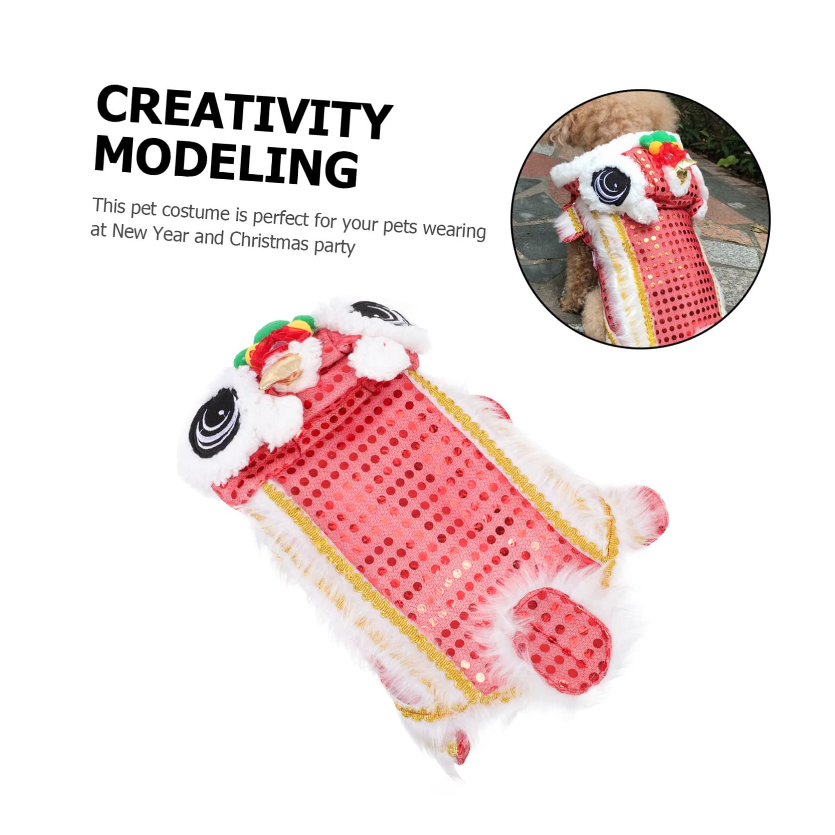 Sosoport 2pezzi Costume Da Cane Stile Danza Del Leone Per Festività Abbigliamento Divertente Per Anno Vestito Per Cani Di Piccole Comodo e Leggero Per Chihuahuas Pomeraniani e Pug