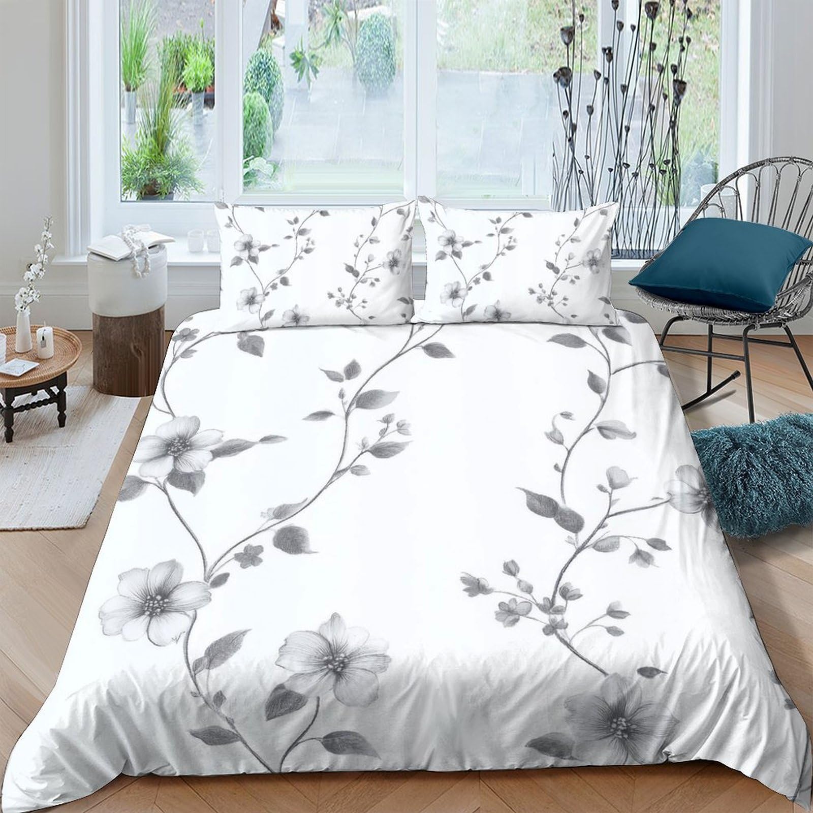 Ctjqhvkz Style-9 3D Printed Floral Branch Fitted Sheet Microfiber Soft Breathable Blossom Bed Cover For Bedroom Guest Room Decor Single（135X200cm）