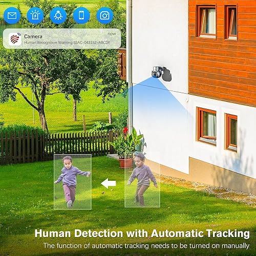 Miniatura 3 de Ctronics Cámara de seguridad WiFi para exteriores con visión nocturna a color de 98.4 ft, 1080P, cámara de seguridad PTZ de 355 con detección de