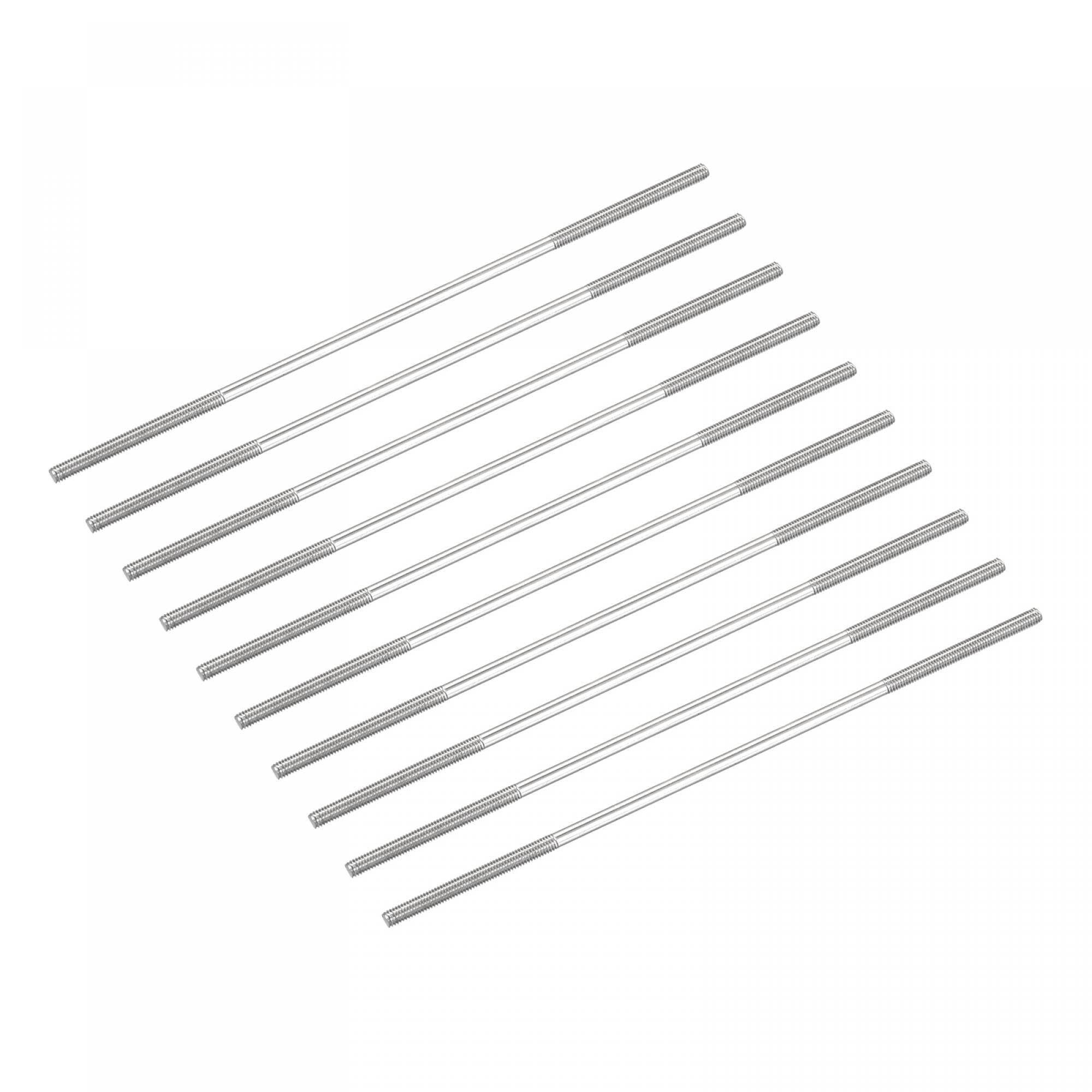 sourcing map Double Ended Stud Screws (M3 Thread 110mm Length) 10pcs, 304 Stainless Steel Dual Threaded Rod Bolts - for House Maintenance