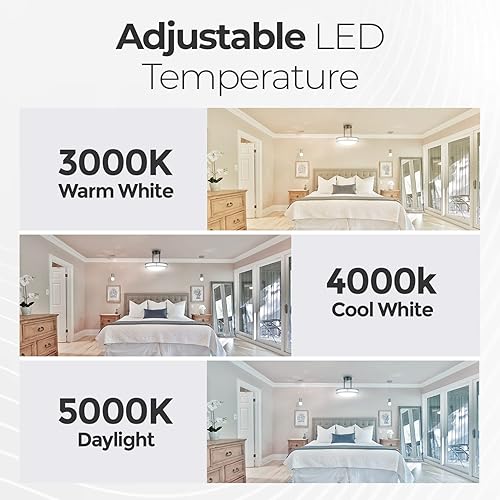 Miniatura 5 de Lámpara de techo semiempotrada de doble anillo de 12 pulgadas, 15 W, 3000 K4000 K5000 K, color seleccionable, 1050 lúmenes, colgante LED, doble