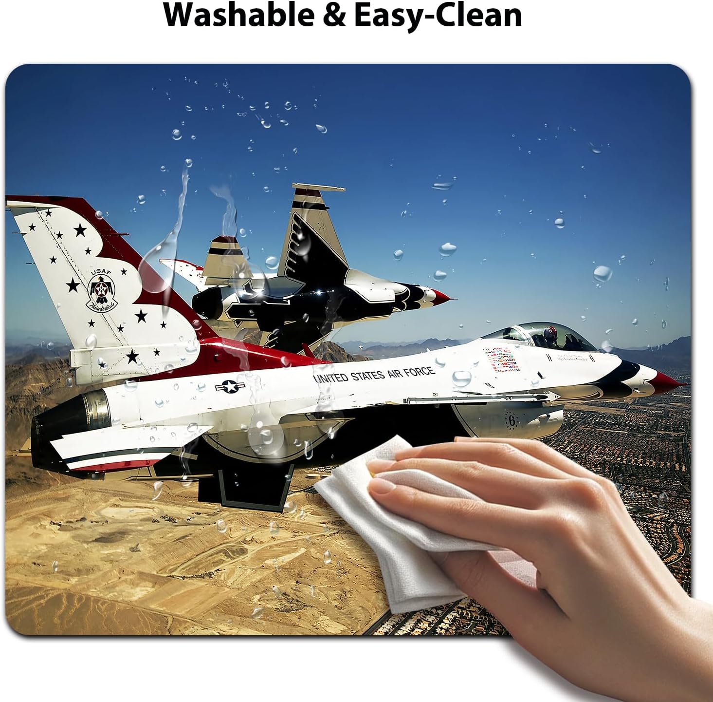 9.5x7.9 Inch Office/Gaming Mouse Pad, U.S. Air Force Thunderbirds Perform an Impressive Formation Flight Patriotic Military Theme Cute Anti-Slip Mat for Desk image 5