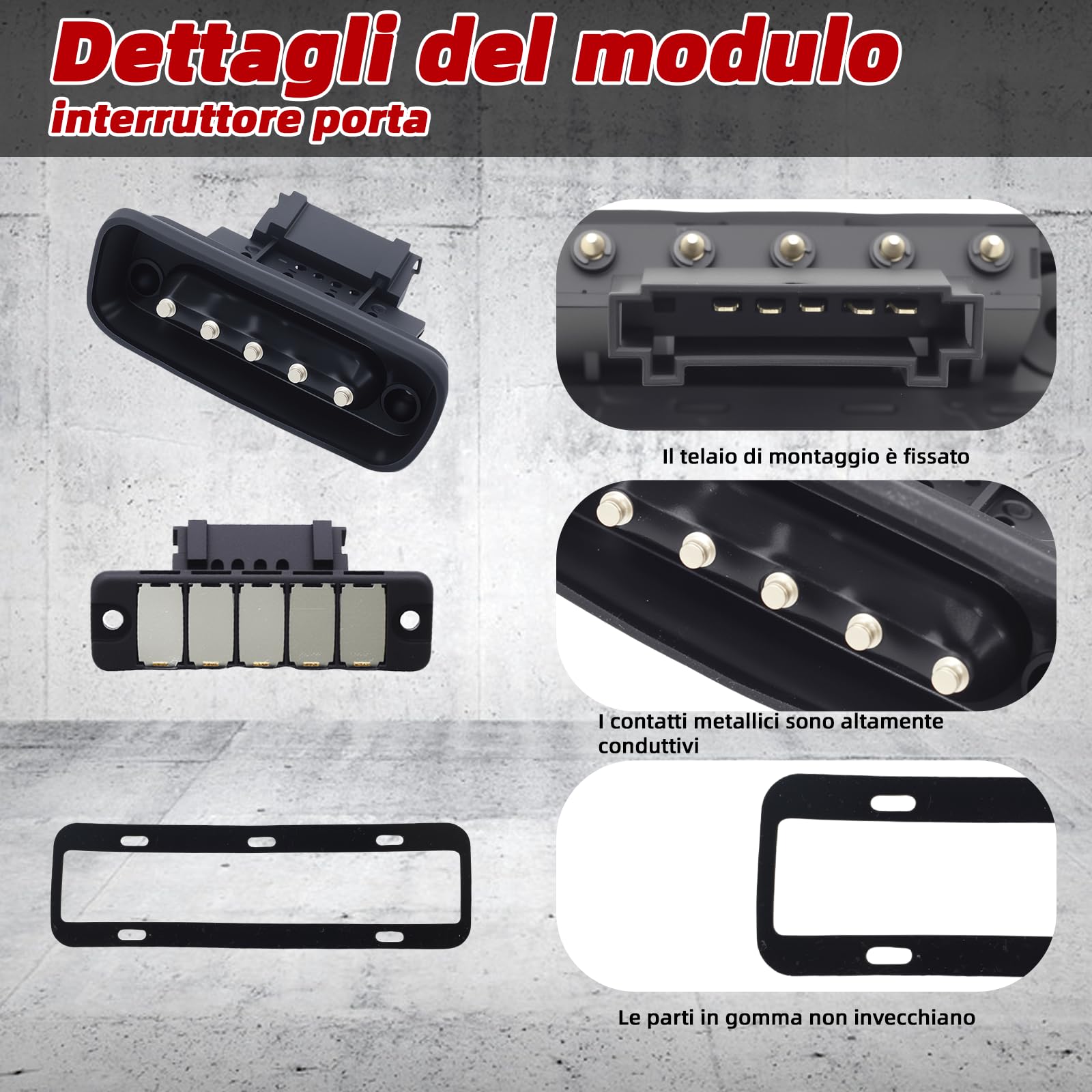 Interruttore di contatto porta a 5 poli – adatto per Mercedes Classe V W447 / Vito W447 / Marco Polo W447 / Viano W639 / Vito W639 / Sprinter W907 W910 (907, 910) – Interruttore di contatto
