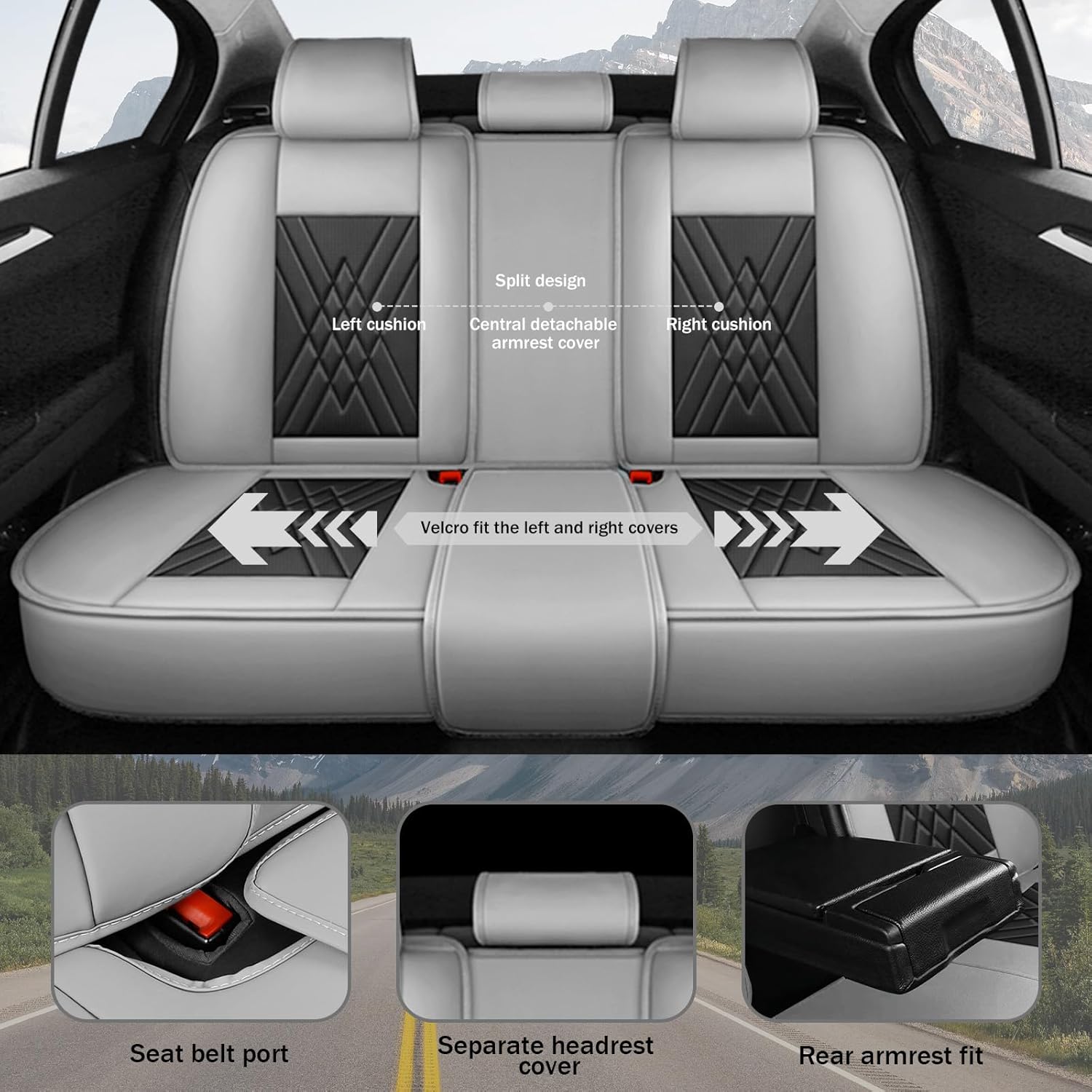 Car Seat Covers Fit for Toyota Camry 2012-2026 Waterproof Premium Nappa Leather Seat Covers with Airbag Compatibility, Easy to Clean, Scratch Proof(Black Gray, Full Set)