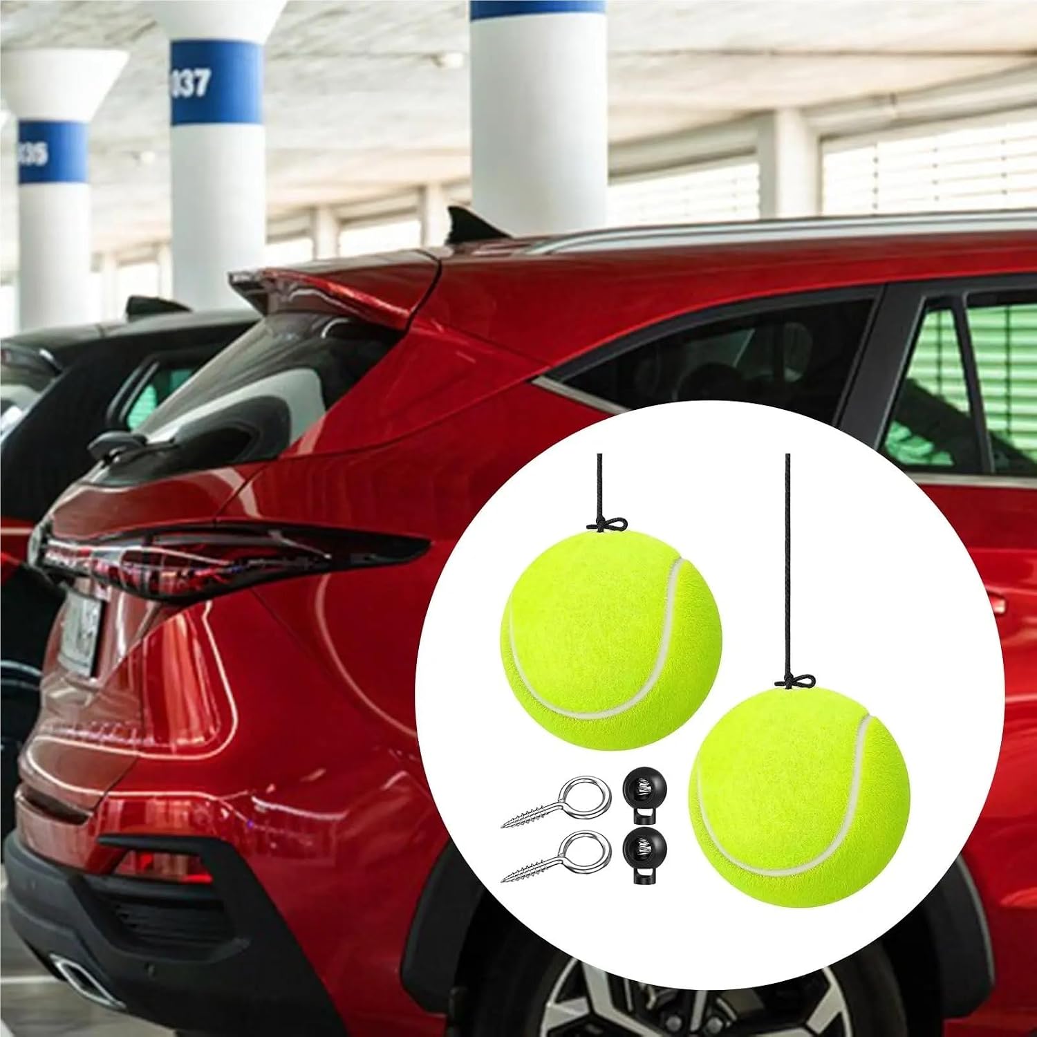 Tennis Garage Parking Aid with Lanyard 8 Set Garage Tennis Ball Parking Aid Car Assistance Device Easy Installation Tool Trucks Space Saving Vehicle Helper Parts