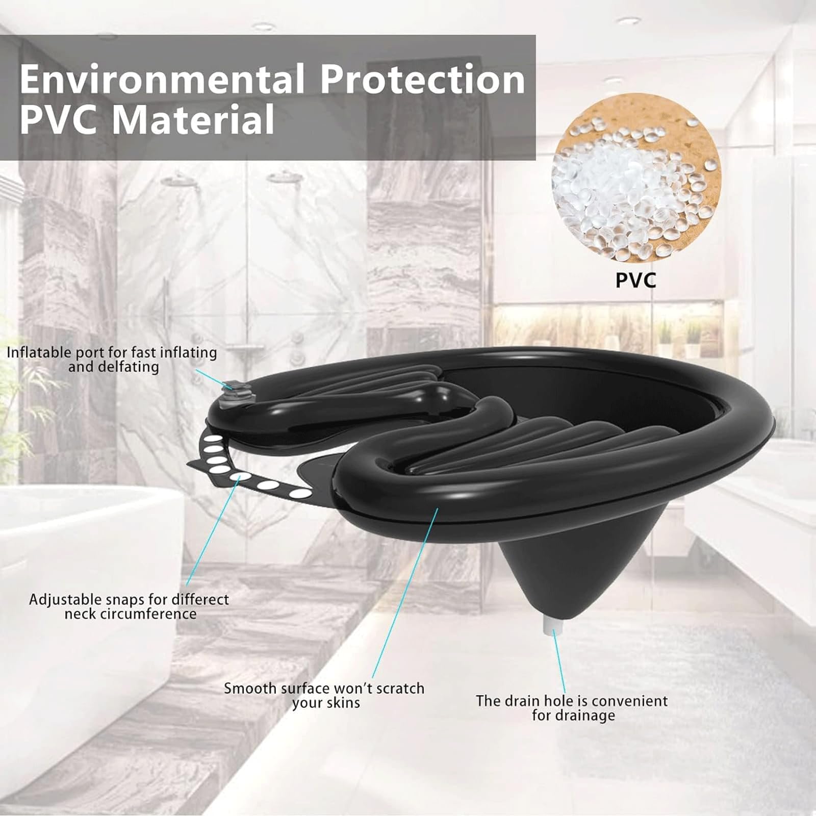 Lavabo per Capelli Gonfiabile, Vasca per Lavare i Capelli, Senza fuoriuscite, per Lavare i Capelli, a Letto, lavabo Mobile Leggero