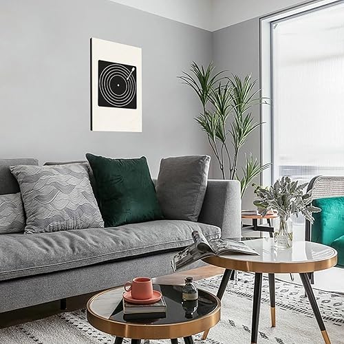 Miniatura 3 de Jyxzrko Lienzo de vinilo minimalista para tocadiscos de pared, póster retro para amantes de la música, póster de animales en blanco y negro, pintura