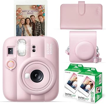 FUJIFILM Instax Mini 13 Instant Camera, Candy Pink with Film & Case Bundle