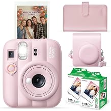 FUJIFILM Instax Mini 13 Instant Camera, Candy Pink with Film & Case Bundle