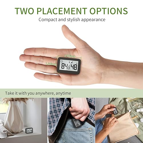 Miniatura 4 de DOOMAY Mini termómetro higrómetro para interiores, medidor digital de humedad con botón de interruptor Celsius Fahrenheit, medidor de humedad para