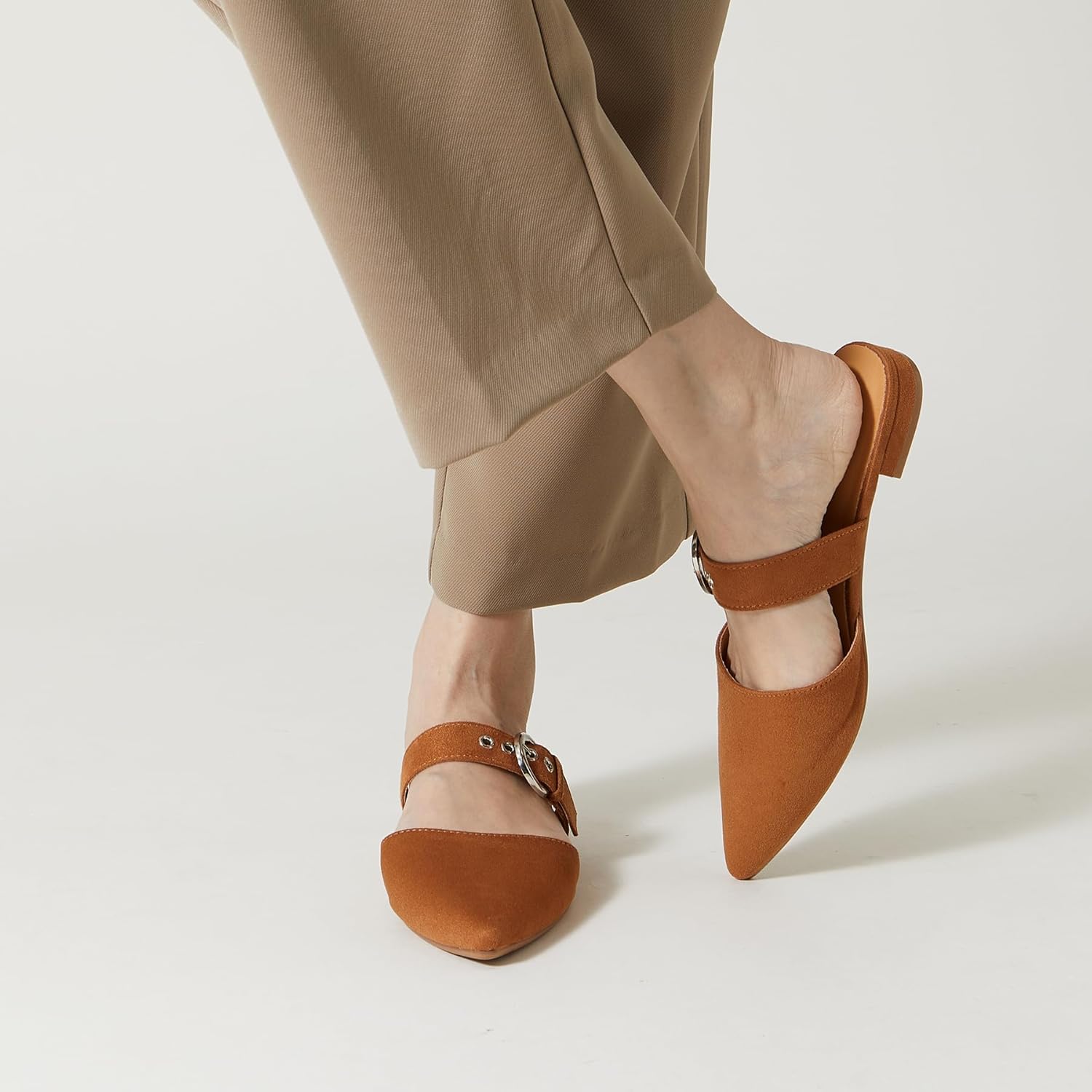 Rekayla Mules for Women Adjustable Strap Pointed Toe Backless Loafer Shoes… - Image 6