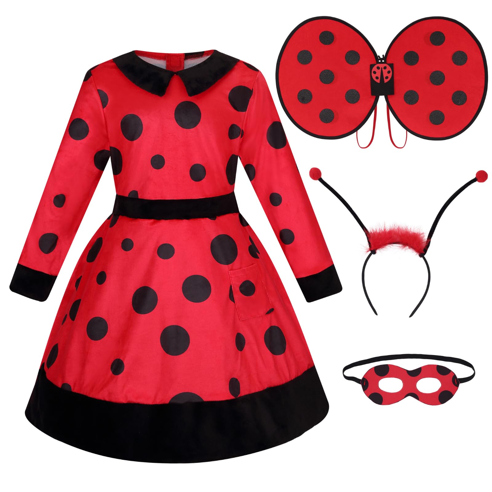RRCBMD Kids Animal Costume Cute Full Body Animal Cosplay Outfit for Halloween Party Carnival Animal Role Play(Ladybug,140) — image 1