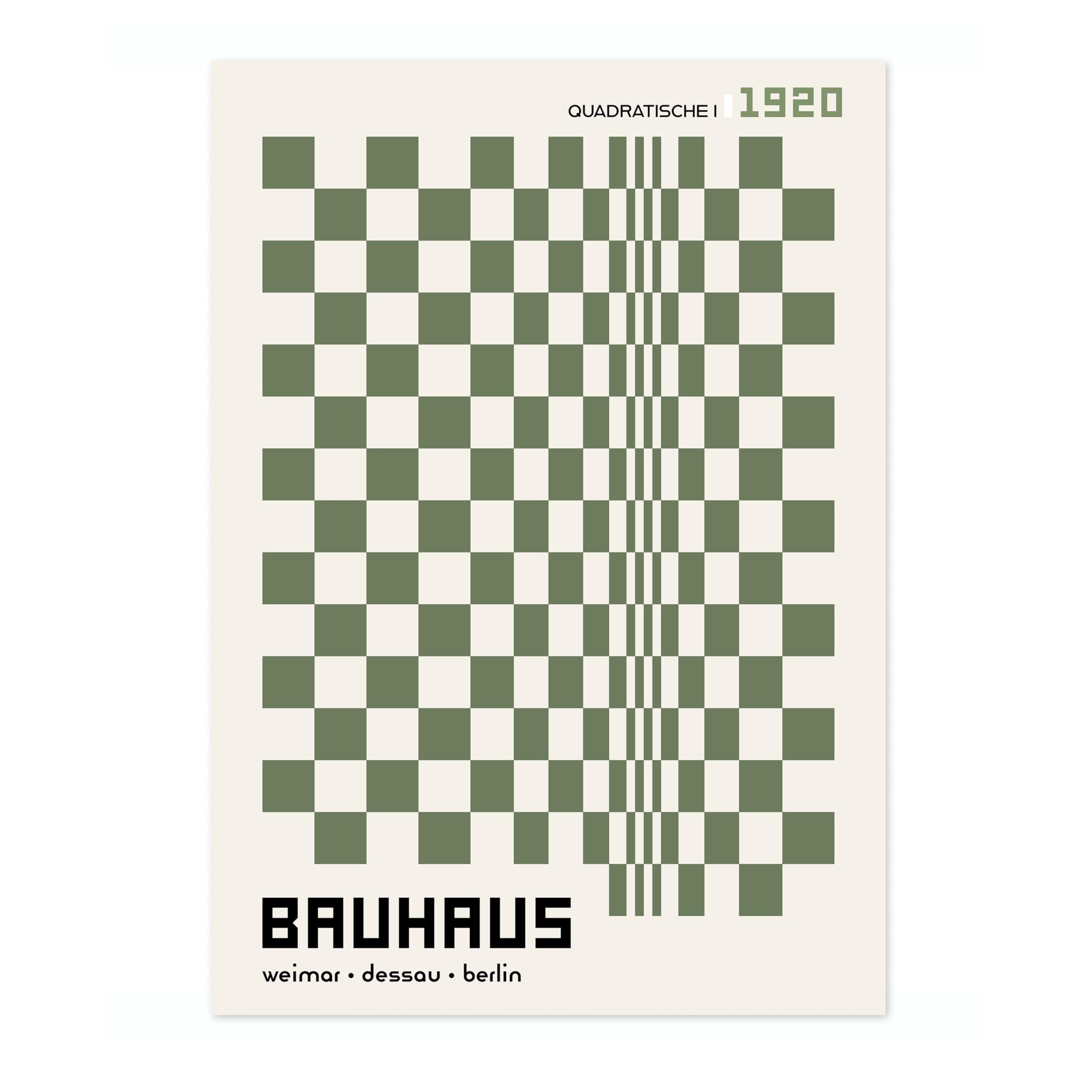 Quadratische Green Bauhaus Poster, Bauhaus Print, Framed Abstract Art, Mid-Century Wall Art, Archival Matte, A5 (Print Only) - 21x14.8cm