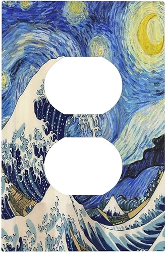 Miniatura 78 de Cubiertas de Interruptor de Luz de 1 Gang Medieval Abstracto Moderno Luna Estrellado Gran Ola Toggle Simple Placa de Pared Cubierta Decorativa de