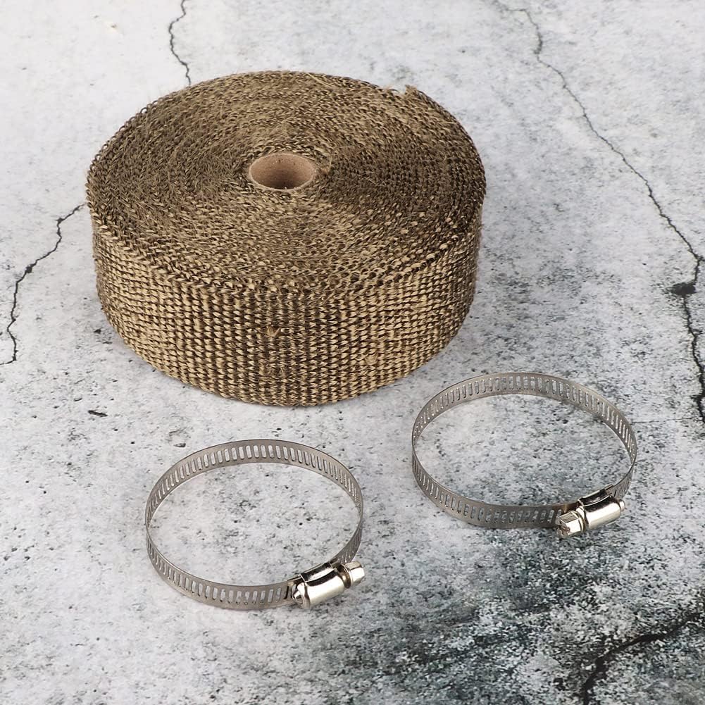 10m Thermal Tape Exhaust Heat Wrap, High - Temperature Insulation Wrap with Zip Ties for Car and Motorcycle Exhaust Pipes, Reduces Under - Hood Heat by Up to (Gold)