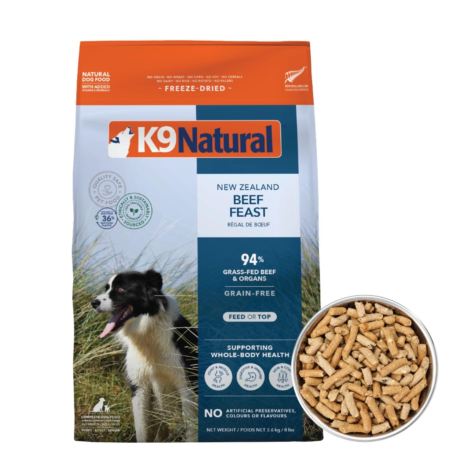 K9 Natural - Grain Free Freeze Dried Dog Food - Beef, 8lb