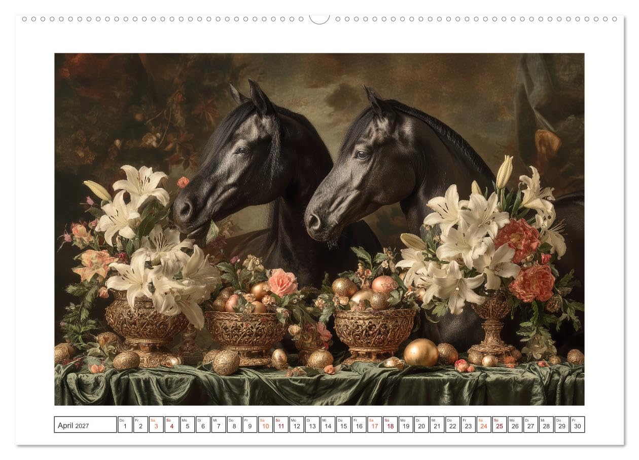 Pferde wie gemalt (hochwertiger Premium Wandkalender 2027 DIN A2 quer), Kunstdruck in Hochglanz: Dieser Kalender zeigt das Pferd als zeitloses Symbol ... im Wechsel der Jahreszeiten. (CALVENDO Tiere)