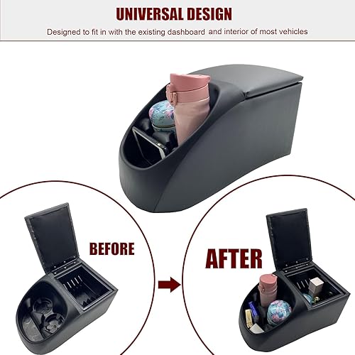 Miniatura 4 de Consola de almacenamiento universal acolchada para minivan, consola central de contratistas, organizador de negocios y almacenamiento con portavasos
