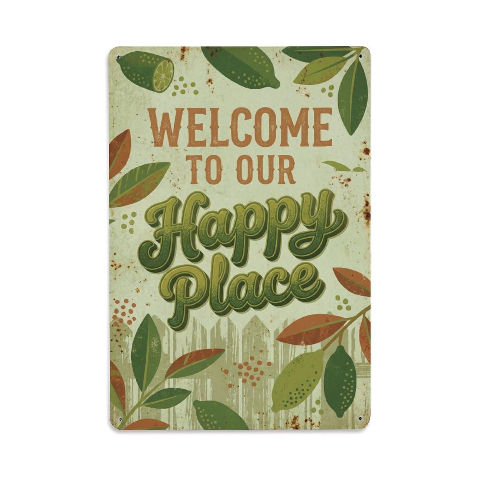 Welcome To Our Happy Place Finger Lime Orchard Metal Tin Sign