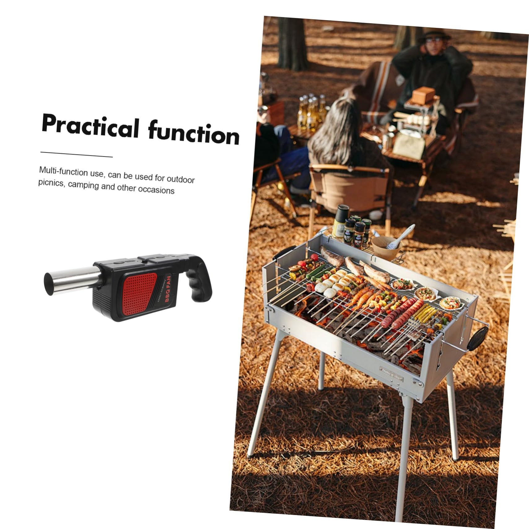 BESTonZON 2 pezzi Soffiatore Elettrico Portatile per Bbq con Tubo in Acciaio Ventilatore Batteria Aa per Accensione Rapida e Strumento Pratico per Campeggio e Picnic