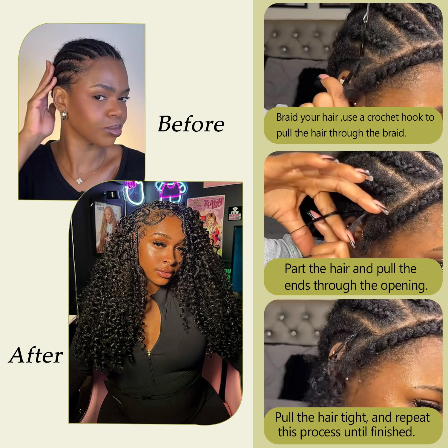 Lemoda Burmese Curly Human Crochet Hair Extensions