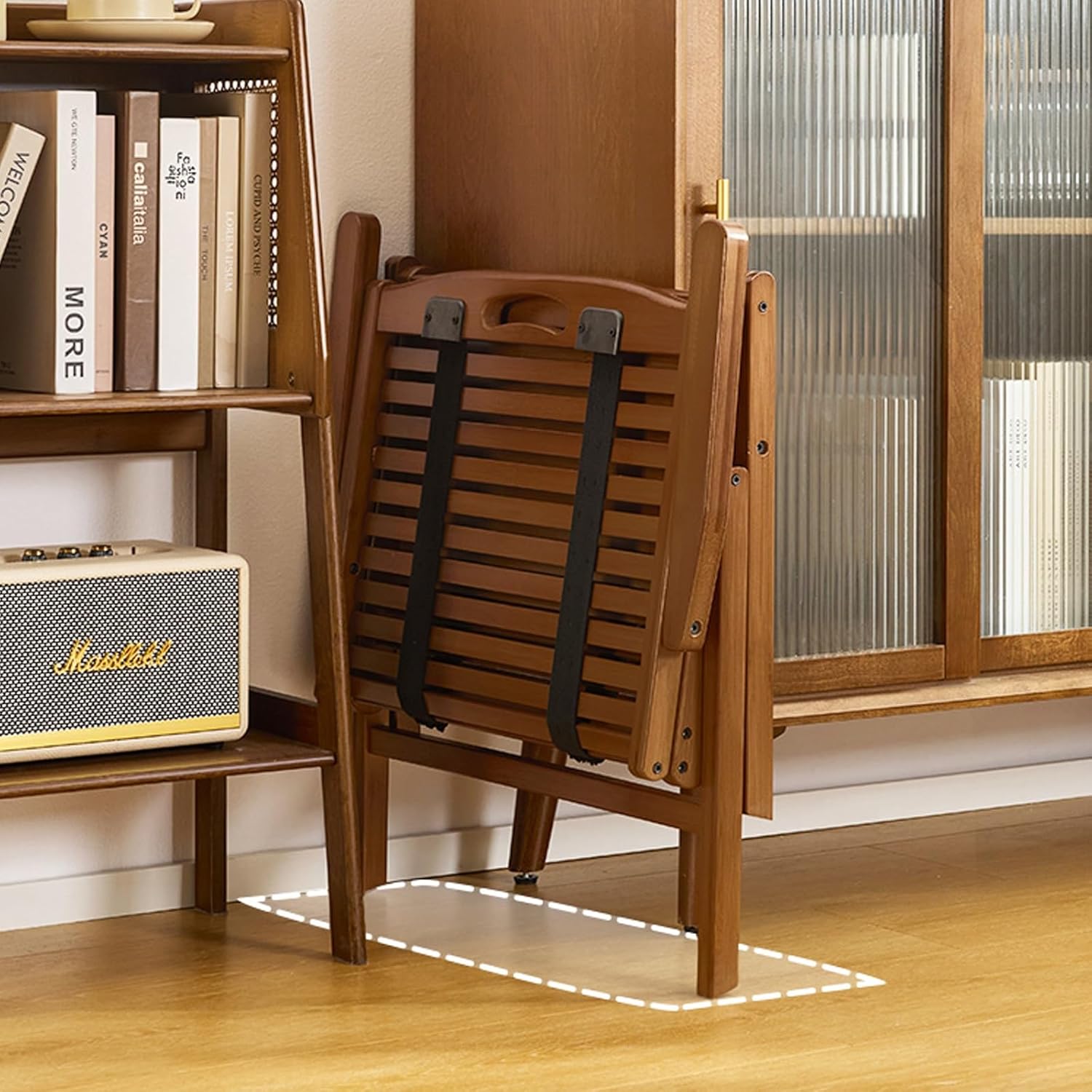 Folding Chairs Chairs with Curved Backs, Modern Foldable Chairs Indoor, Bamboo Folding Chairs for conferences, Parties, Commercial Events, School Functions(82cm/32in)