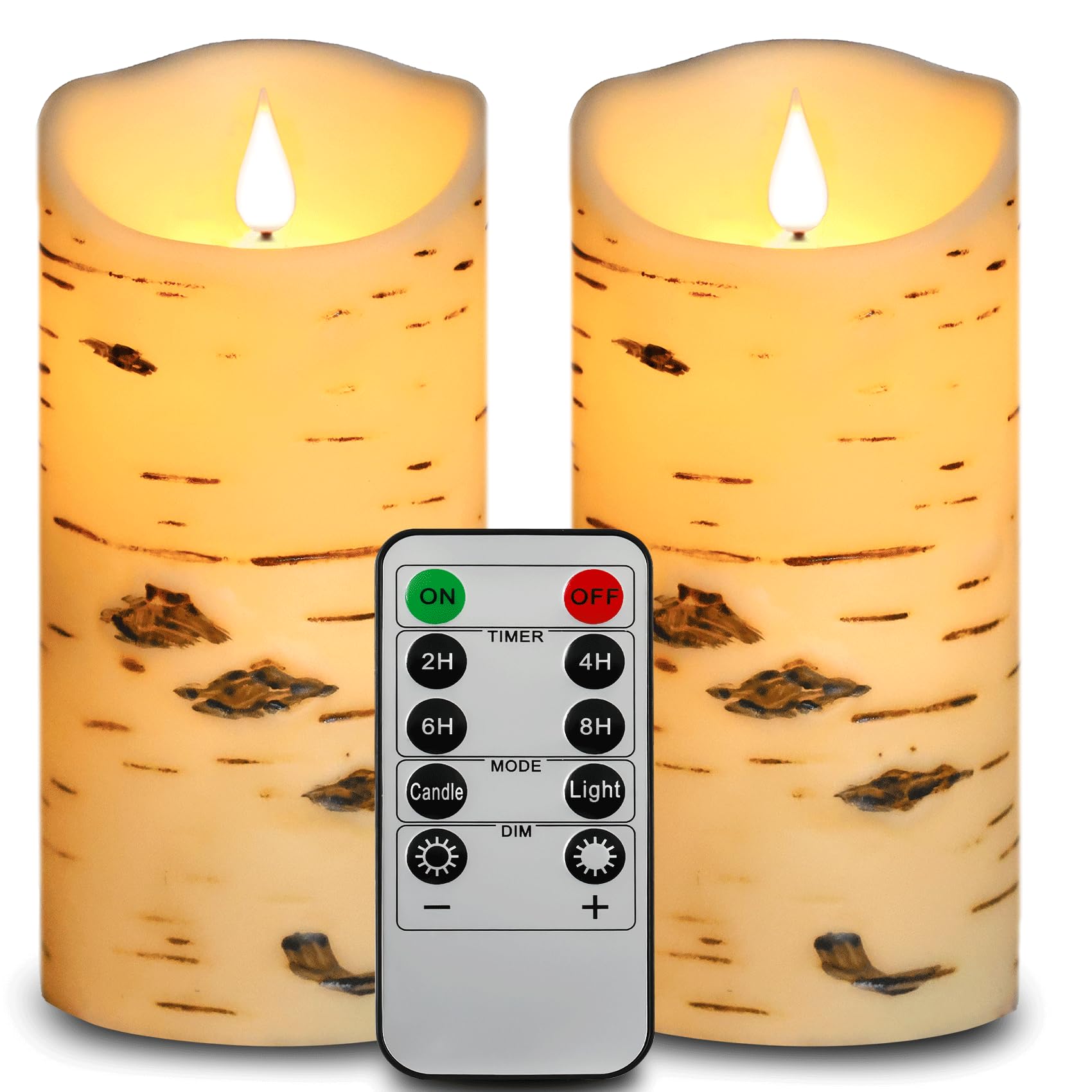ACROSSBirch Flameless Candles with Remote, LED Candles Battery Operated Candles with Timers, Electric Fake Plastic Pillar Candles 6'' x 3'' Set of 2