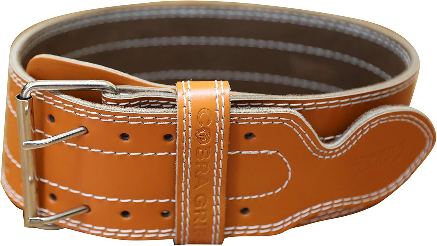 Weight Power Lifting Belt 4” Wide Cobra Grips Best Premium Genuine Leather Belt for Men & Women Adjustable Weightlifting Back Support (Orange, Small 27"-35")