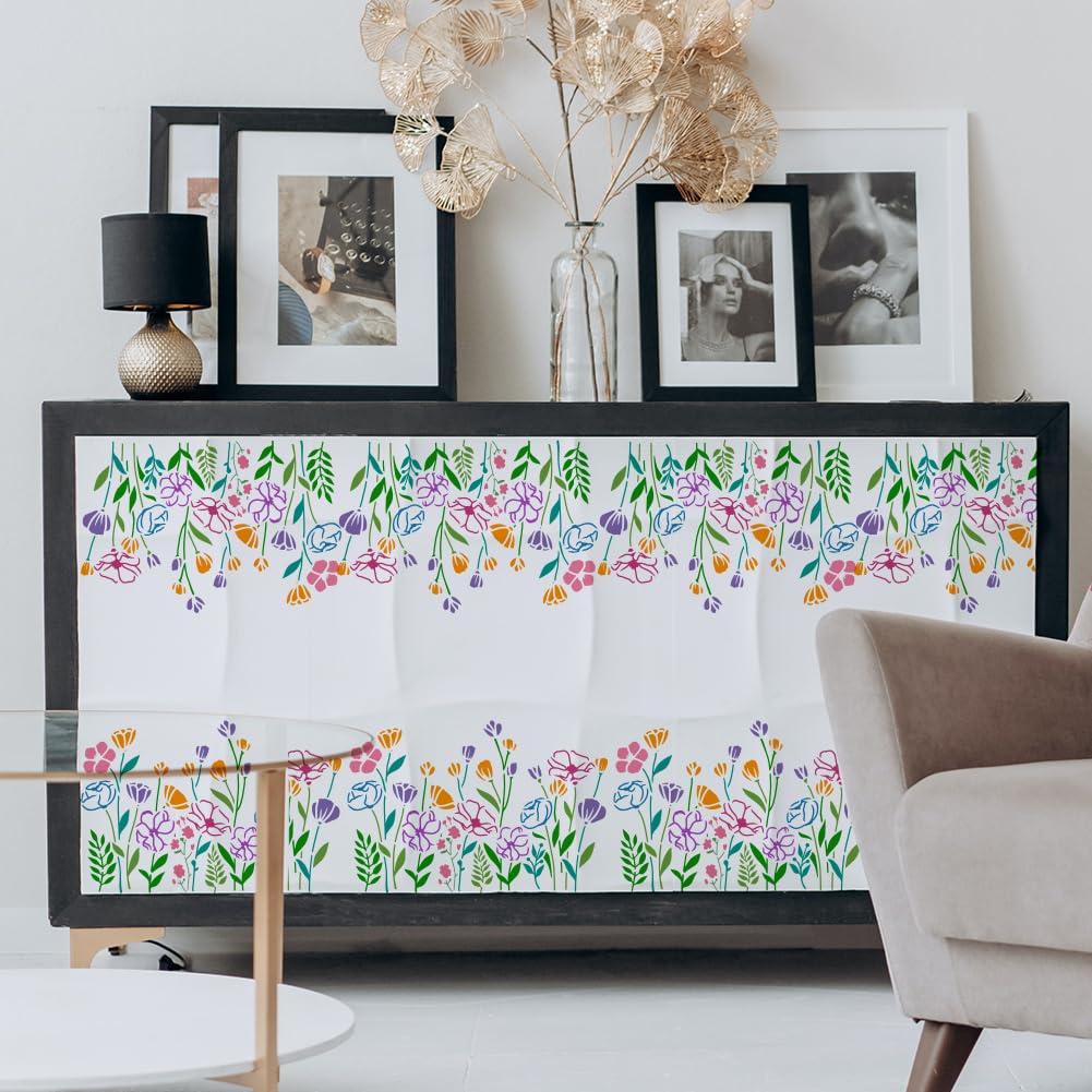 Stencil Fiori Selvatici Grandi 21x29.7 Cm - Pet Reutilizzabile Per Pittura Pareti - Foto 14