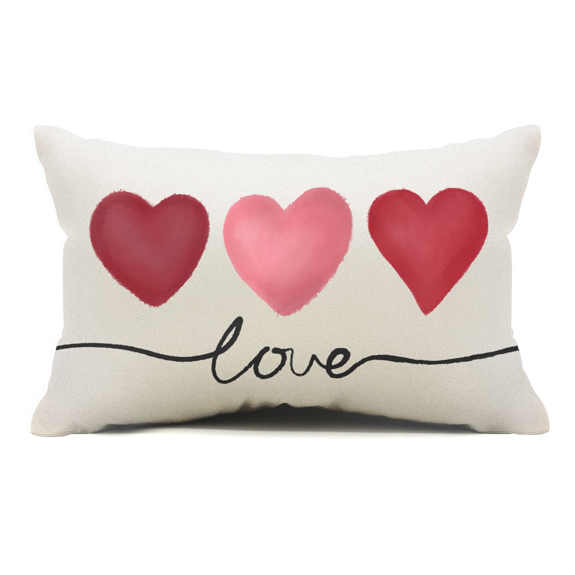 Funda De Almohada De San Valentín 12x20 Pulgadas - Estampado De Corazones, 100% Poliéster, Con Cremallera Invisible, Ideal Para Decoración