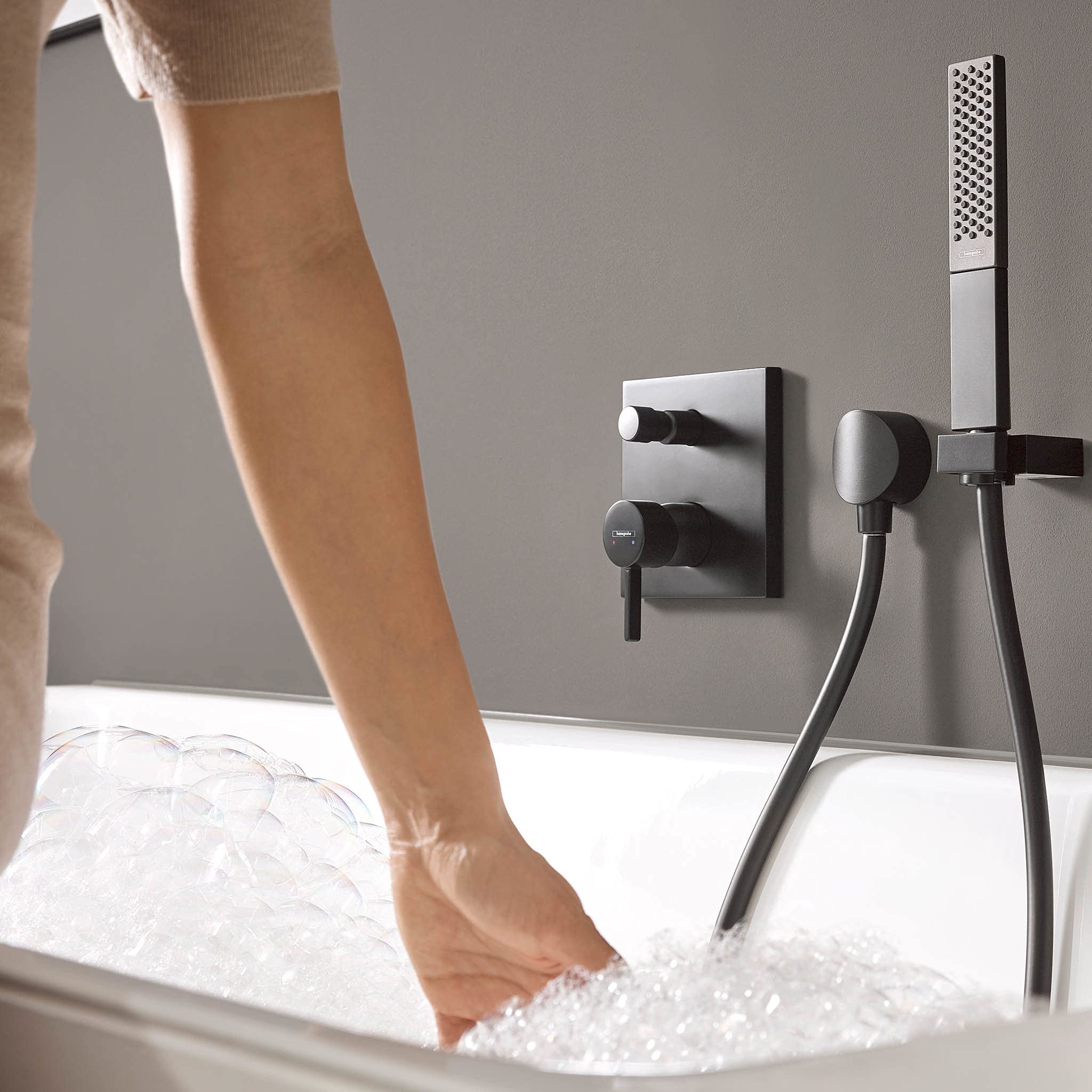 Hansgrohe Ecostat Square Flush-Mounted Thermostat, Tap With Safety Lock