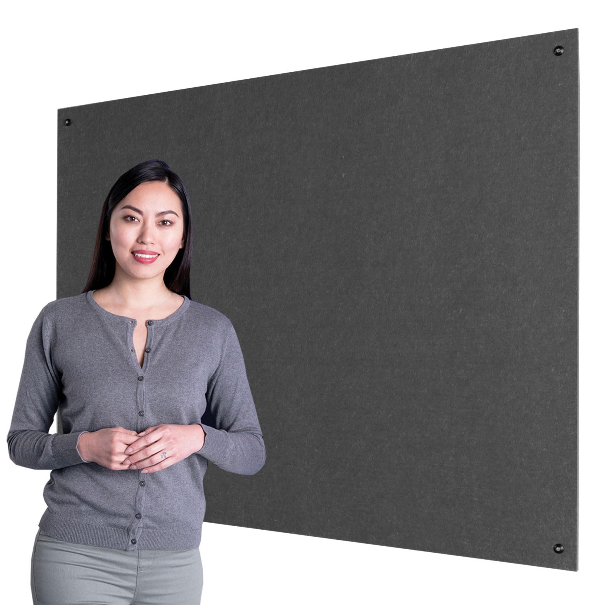 Wonderwall Frameless Fire-Retardant Noticeboard, 120 x 90 cm, Charcoal Pinboard - 8 Colours to Choose from, Ideal for Office,School, Housing Associations, Busy & Sensitive Locations
