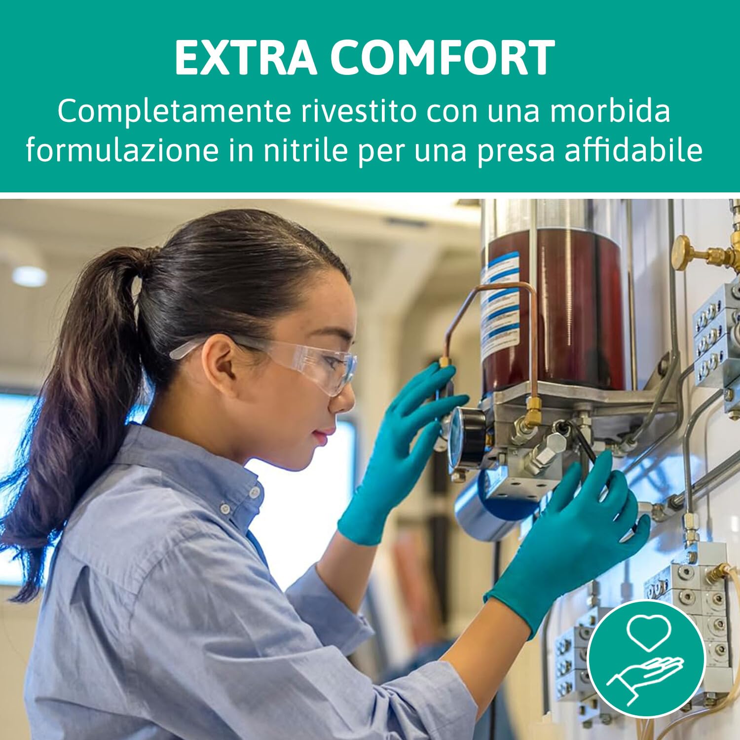 Ansell TouchNTuff 92-600 Guanti Monouso in Nitrile, Senza Polvere, Alta Resistenza Chimica e Meccanica, Protezione degli Alimenti, Usi Professionali e Industriali, Verde, Taglia L (100 Guanti)