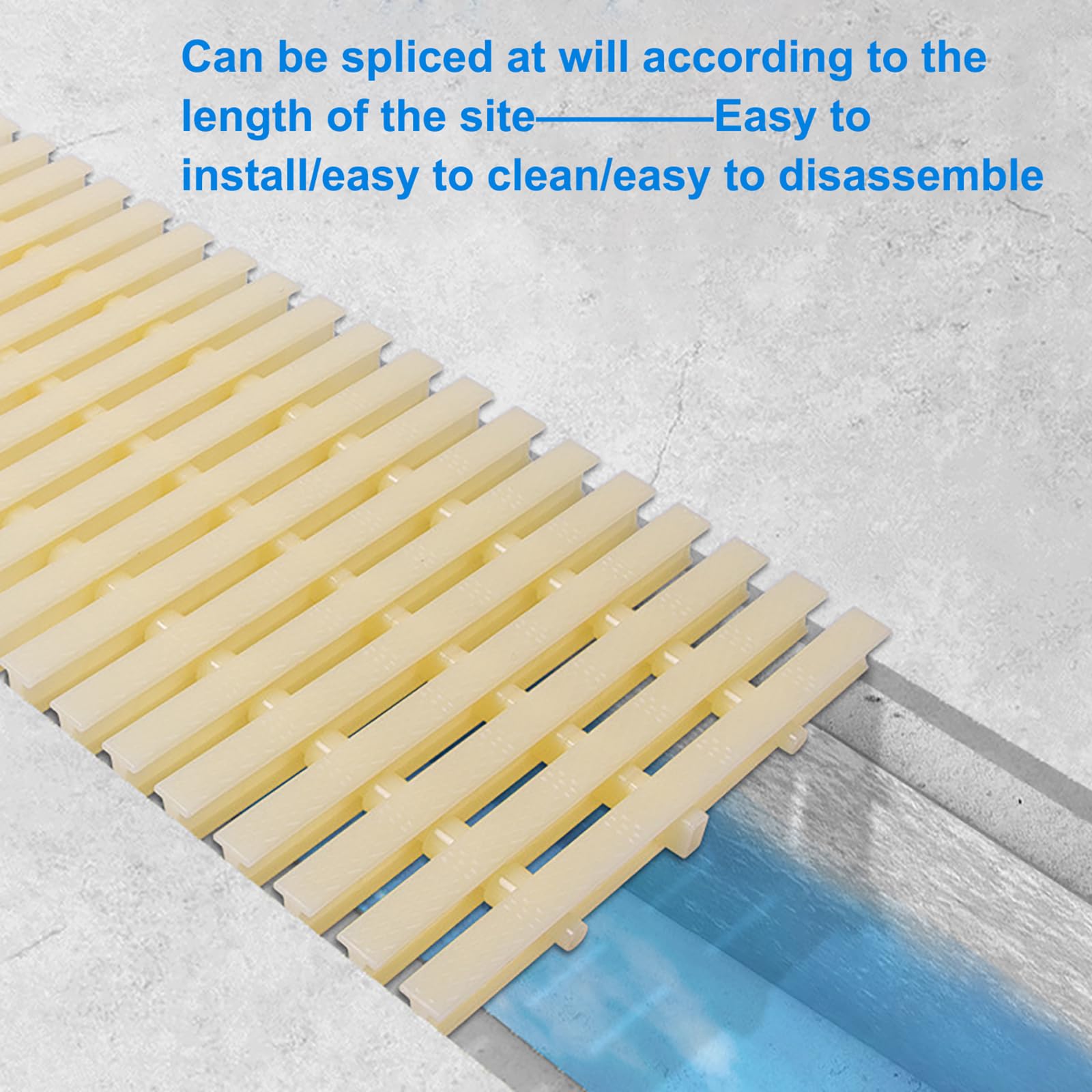 Genérico Rejilla de Drenaje de plástico para desbordamiento de Piscinas, Tapa de Drenaje de baño empalmable, Protector de canaleta de Drenaje Exterior, Rejilla de fácil instalación para Piscinas y pa