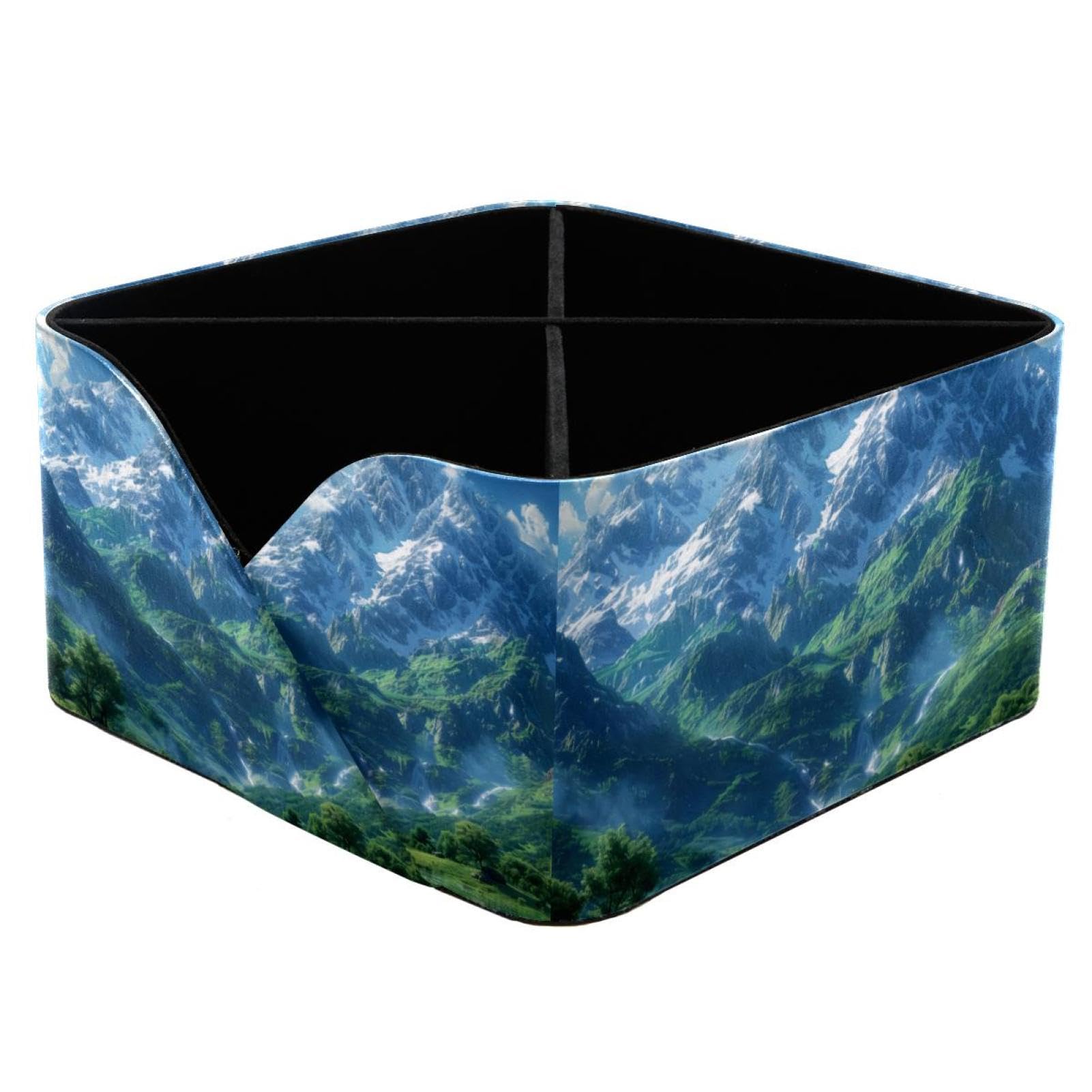 Boîte de rangement haut de gamme motif montagnes pour décoration épurée
