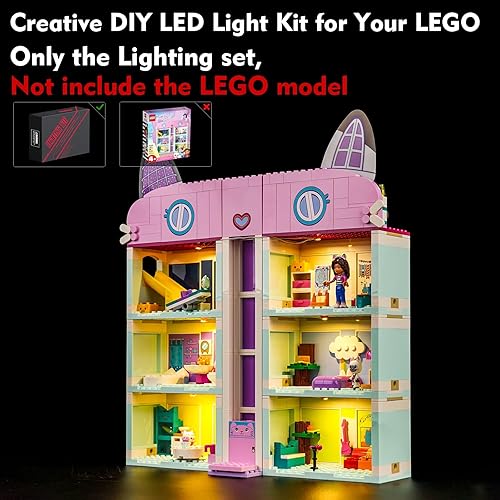 Miniatura 7 de Kit de luz LED para Lego Gabby's Dollhouse 10788, bonito juego de iluminación creativa accesorios compatibles con Lego 10788 juego de construcción
