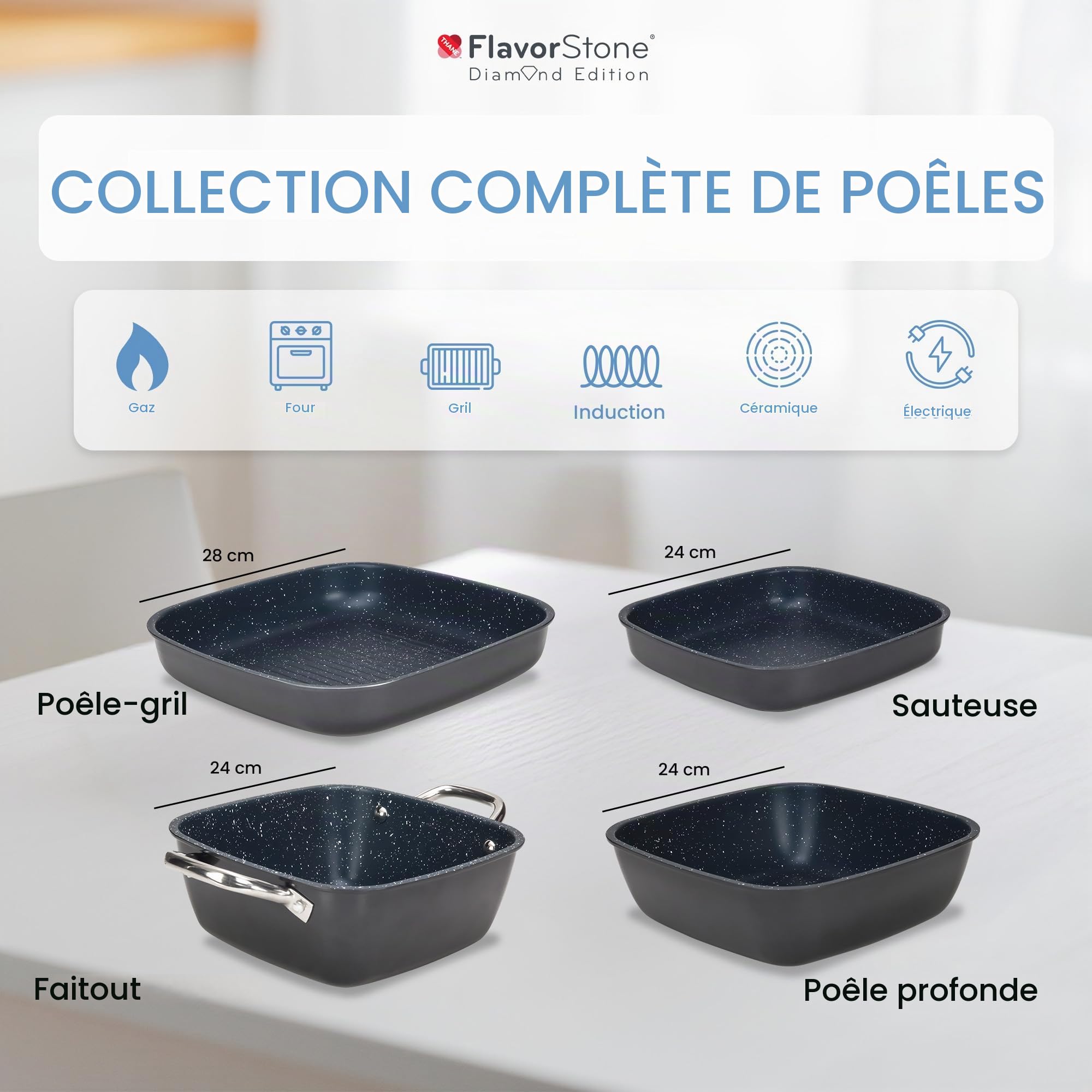 FlavorStone Diamond Non Stick Induction Pan Set - Chef's FlavorStone Diamond Non Stick Induction Pan Set - Chef's