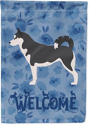 Miniatura 1 de Caroline's Treasures CK6207GF Bandera de bienvenida de Husky siberiano para jardín, bandera decorativa para patio exterior, obras de arte para
