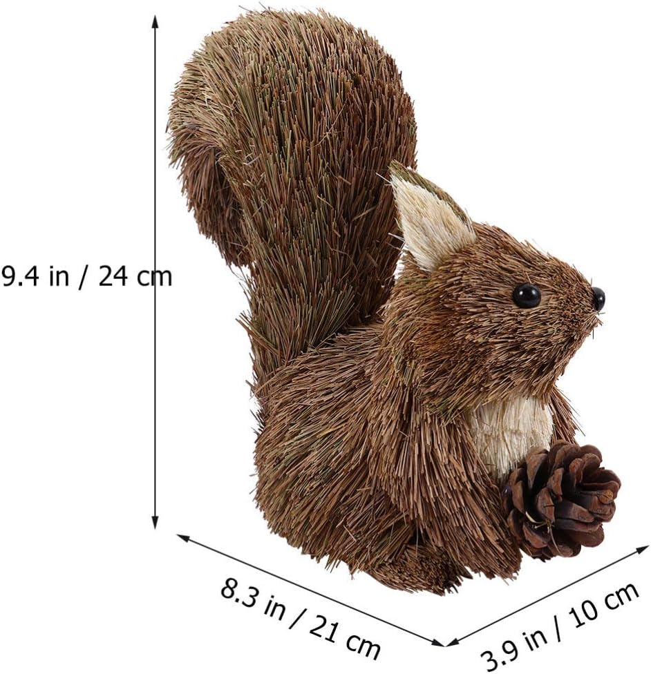 Toddmomy Squirrel Figurine Christmas Decor - Grey Squirrel with Pine Cone Tabletop Decoration