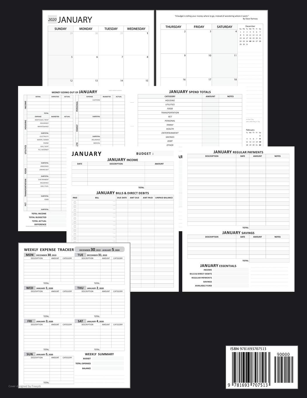 2020 Budget Planner: Daily Weekly Monthly Budget Planner Workbook 2020 Calendar Bill Payment Log Debt Organizer With Income Expenses Tracker Savings ... Personal or Business Accounting Notebook