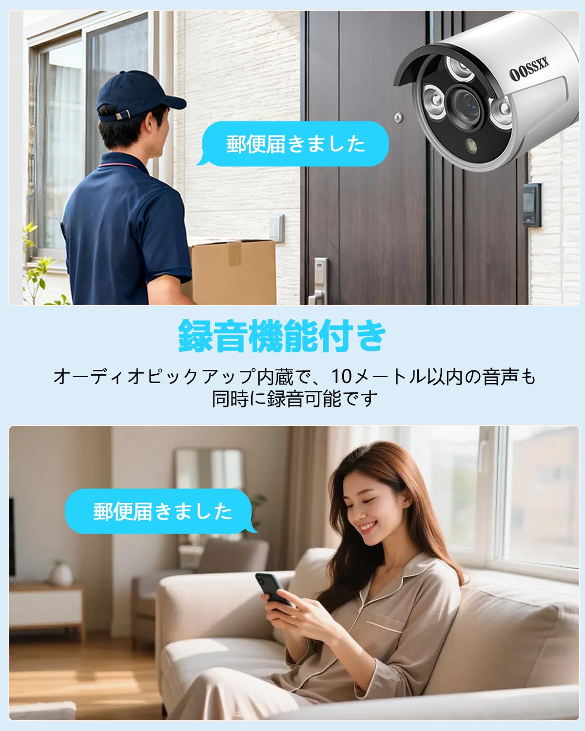 Amazon.co.jp: 【4K800万画素録画機・AI人体検知】 OOSSXX 有線 500万