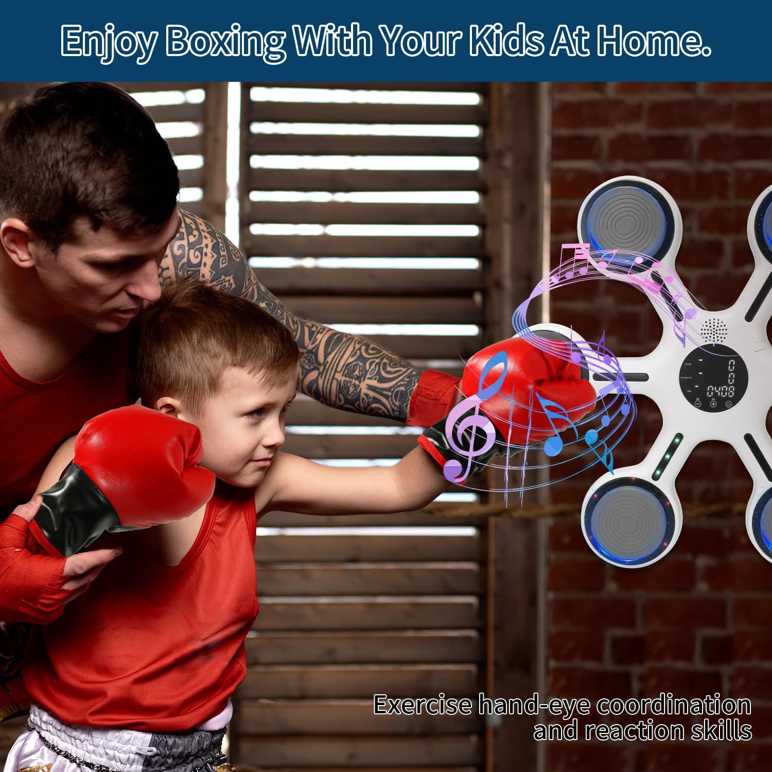 2024 New Music Boxing Machine with Boxing Gloves for Adults and Children Wall-Mounted Exercise Equipment for Home Exercise New Fitness