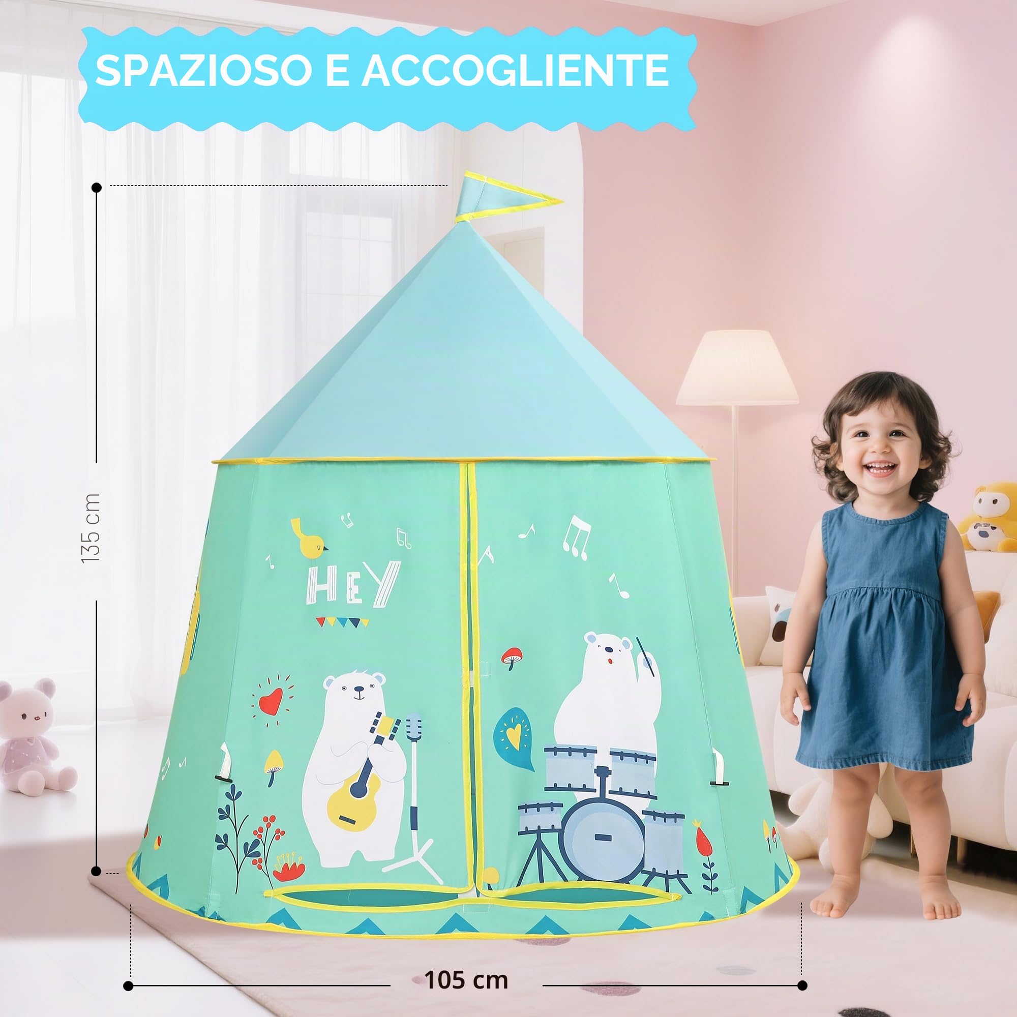 Tenda da gioco tenda per bambini per interni ed esterni, tenda da gioco per bambini, tenda castello principessa principe, tenda pop-up portatile indiana, tenda Tipi, cameretta dei bambini casetta