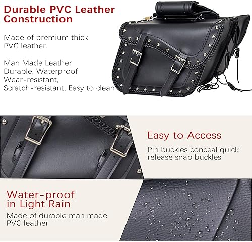 Miniatura 3 de Dream Apparel Bolsas de cuero sintético para silla de montar de motocicleta, con tachuelas, bolsas laterales de PVC para Honda Shadow Sportster